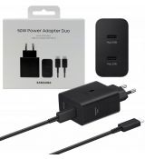 Samsung EP-T5020XBEGEU originální nabíječka – 2× USB-C, 50W, s USB-C kabelem – černá
